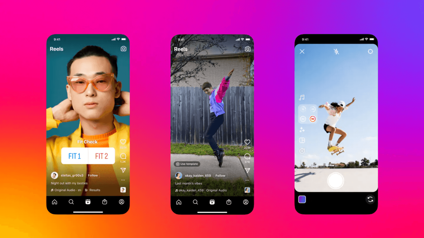 Three smartphones showing Instagram Reels interface - Instagram Reels Ideas for Business