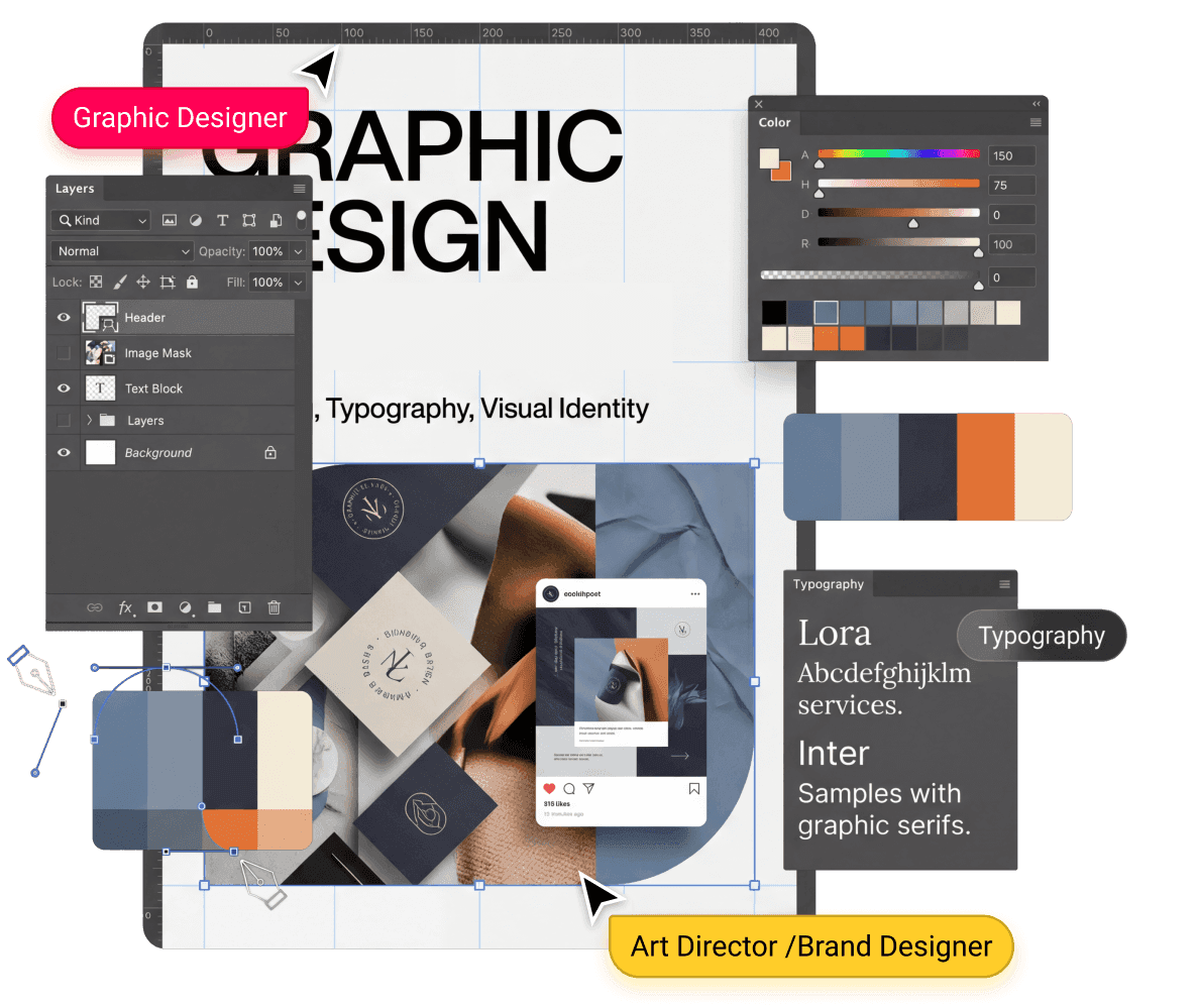 Abstract dark blue and brown waves