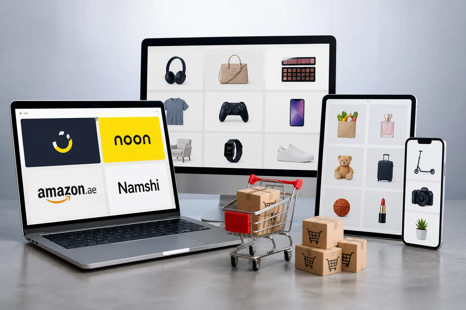 Top E commerce Platforms in the UAE Compared beside a Dubai trade license document and