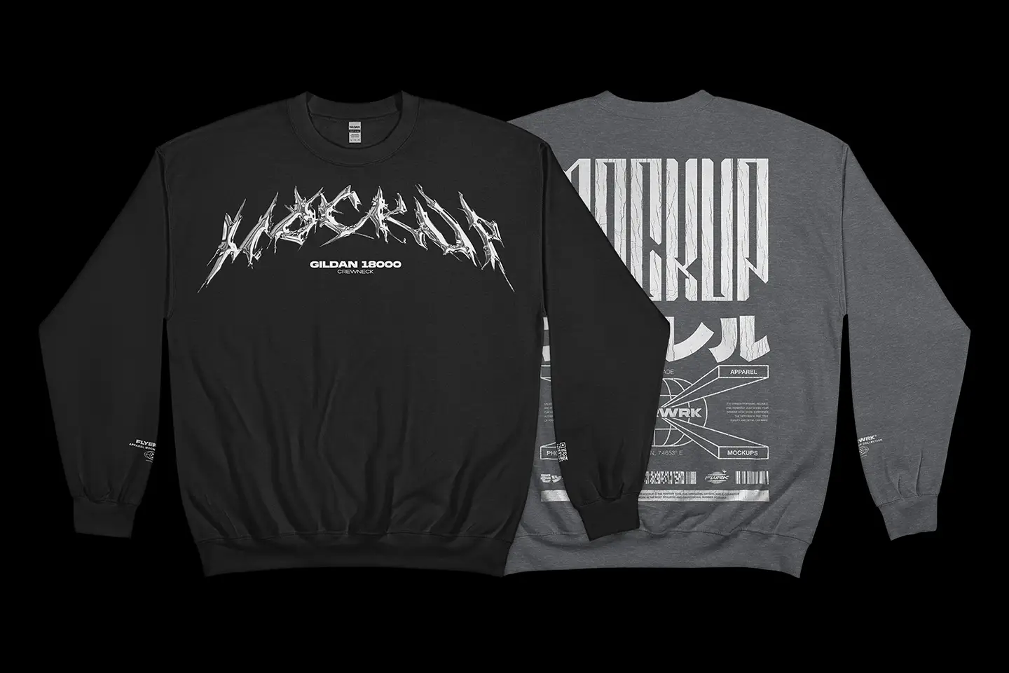 Gildan 18000 Crewneck Folded Arms mockup showing front and back design preview