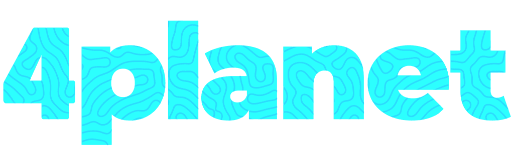 The logo for 4planet, an organisation that provide eco-friendly solutions for a sustainable future.