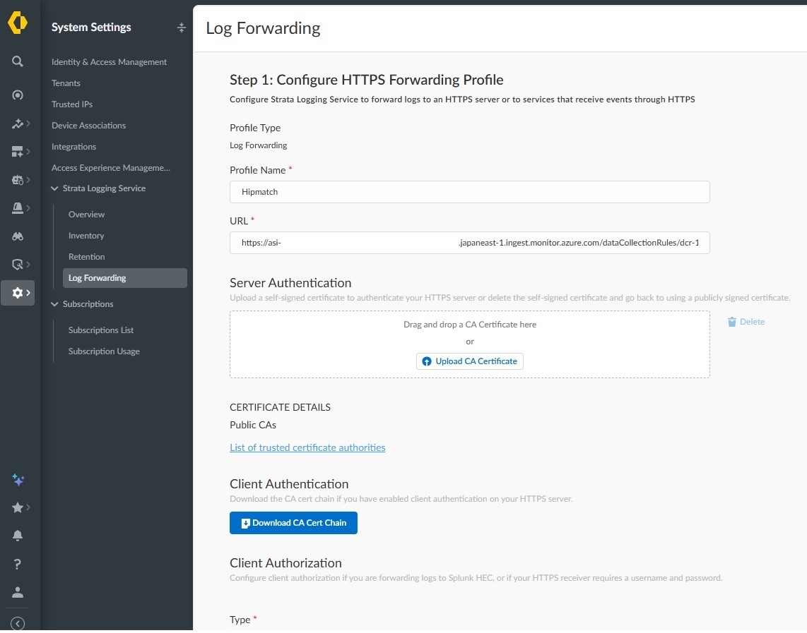SCM Step 1 configure HTTPS forwarding profile.