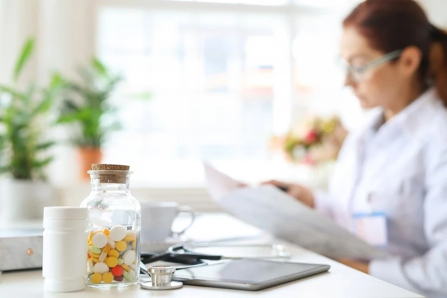 doctor working at medical clinic