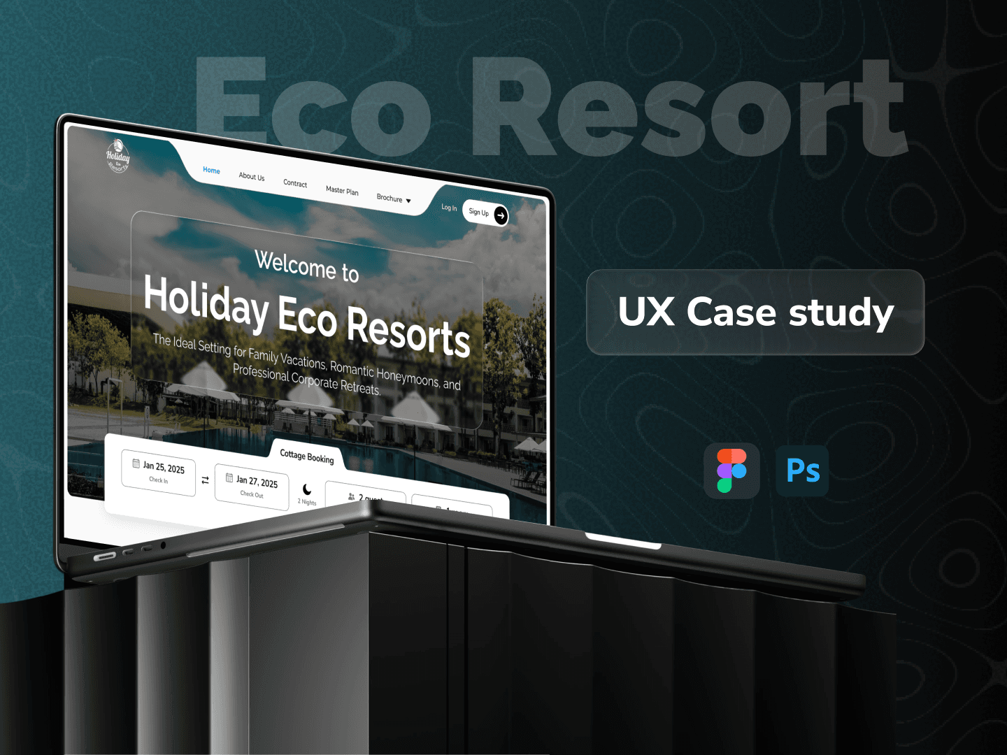 Eco Resort Website Redesign UX Case Study by Kaes Mahmud, UX/UI Designer, showcasing a modern hotel booking UI and travel website landing page design focused on improved visual hierarchy, structured layout, and conversion-focused hospitality user experience.