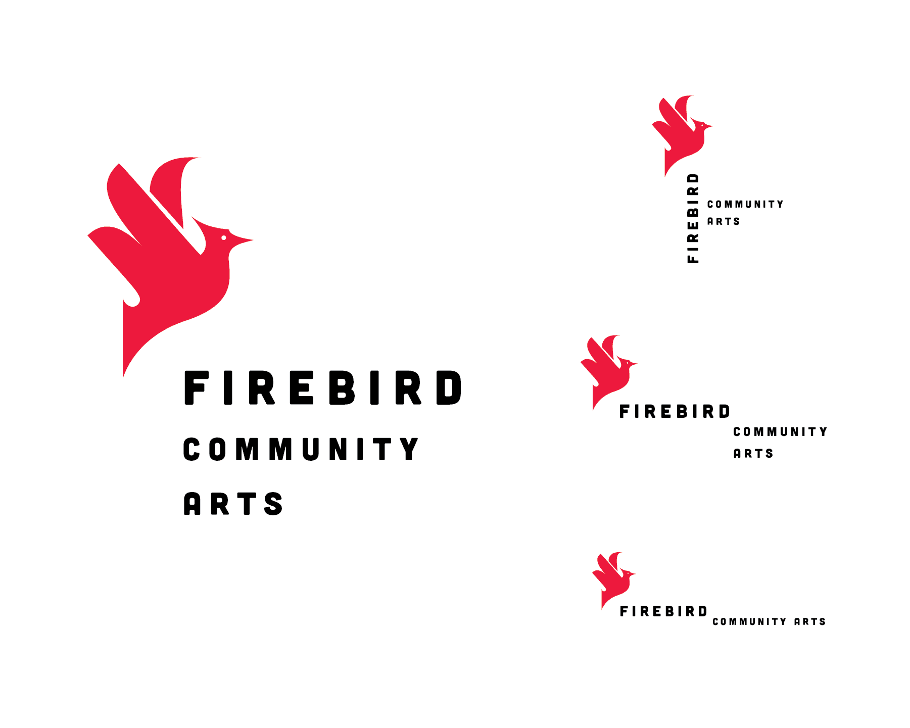 Red Firebird logo in various configurations