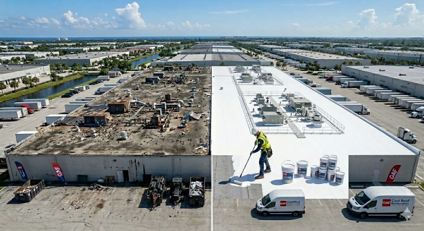 EPDM roof replacement South Florida — commercial building EPDM rubber membrane installation by Roofing Network licensed contractor