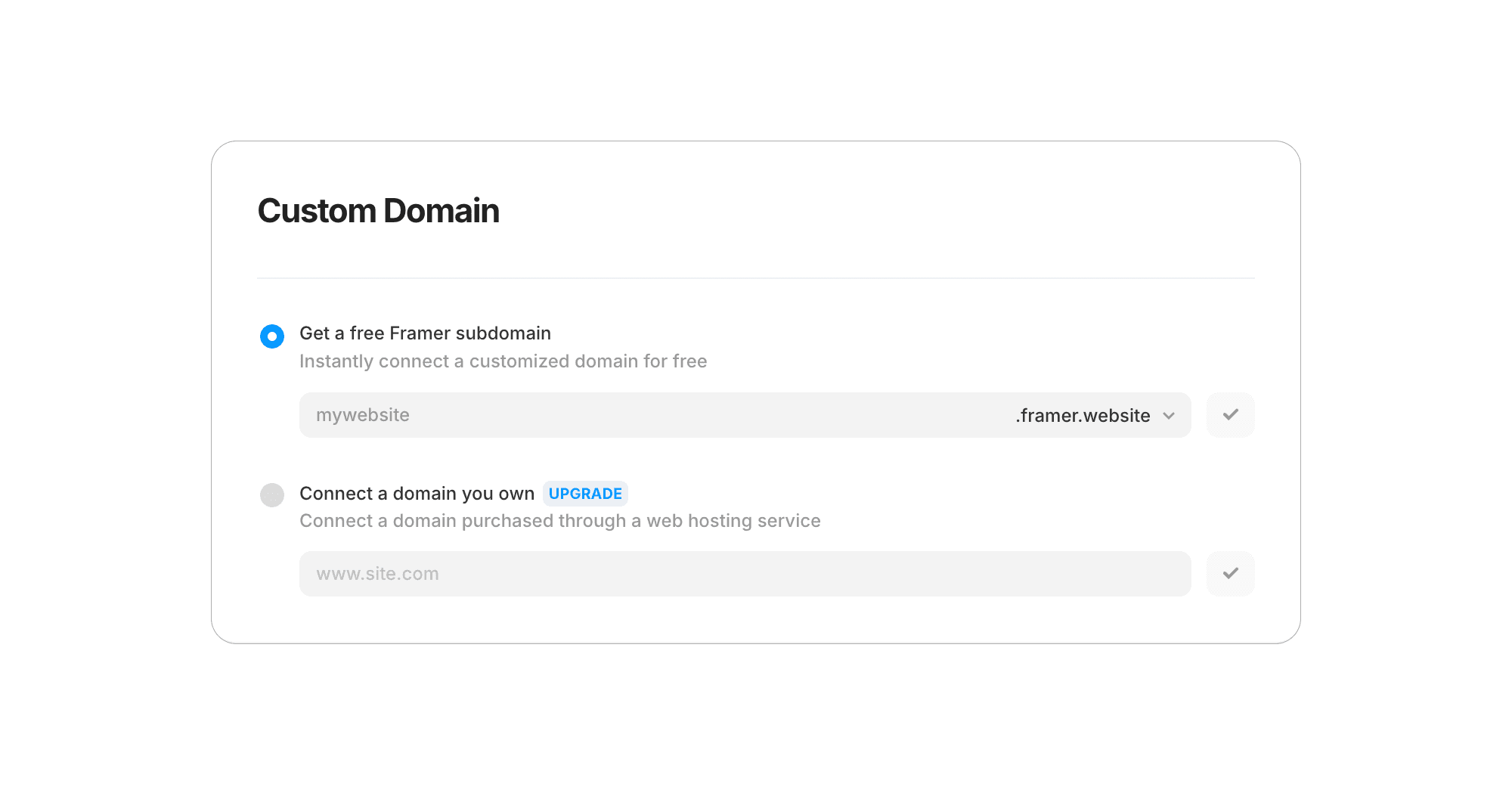 custom domain interface in Framer