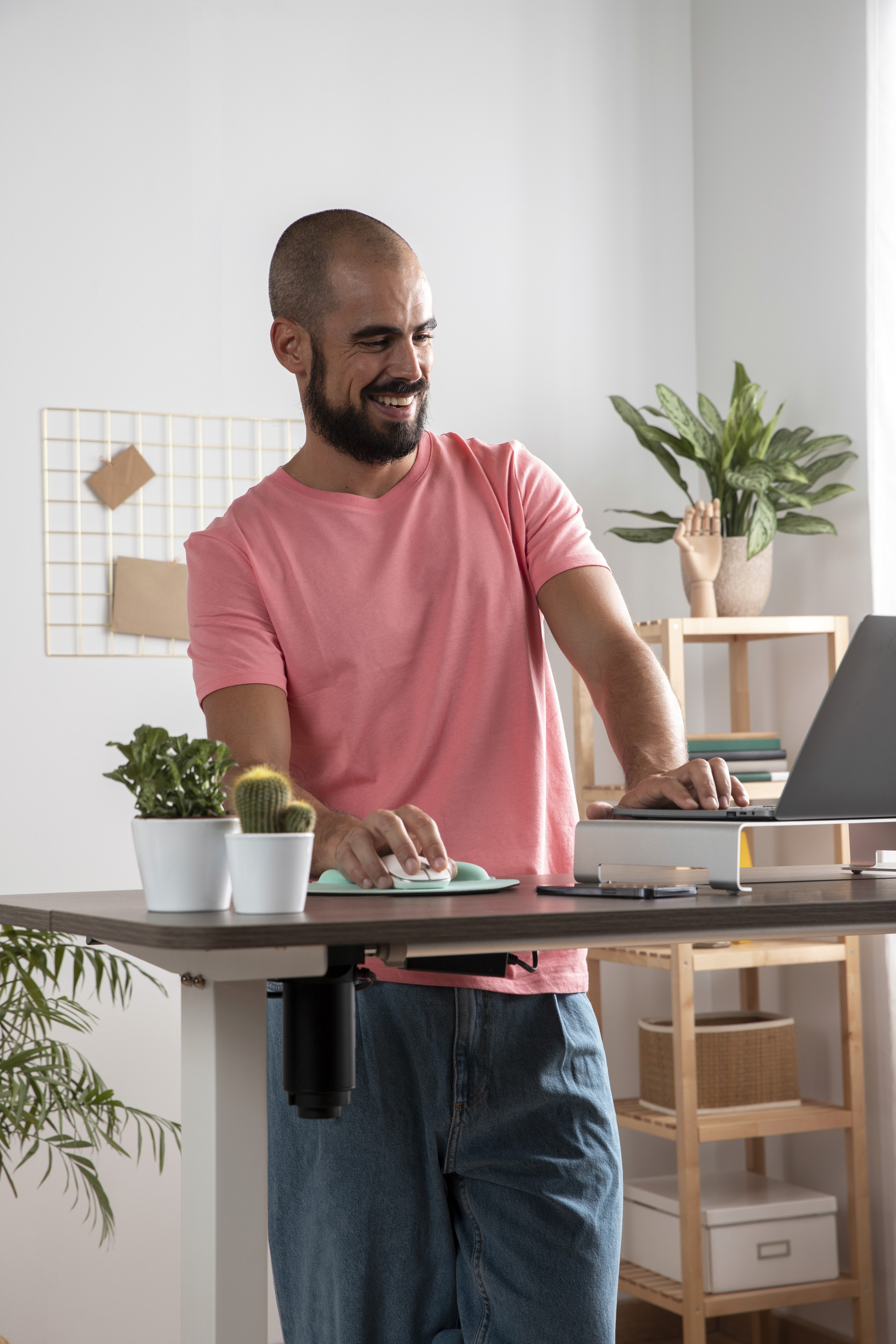 Happy man working