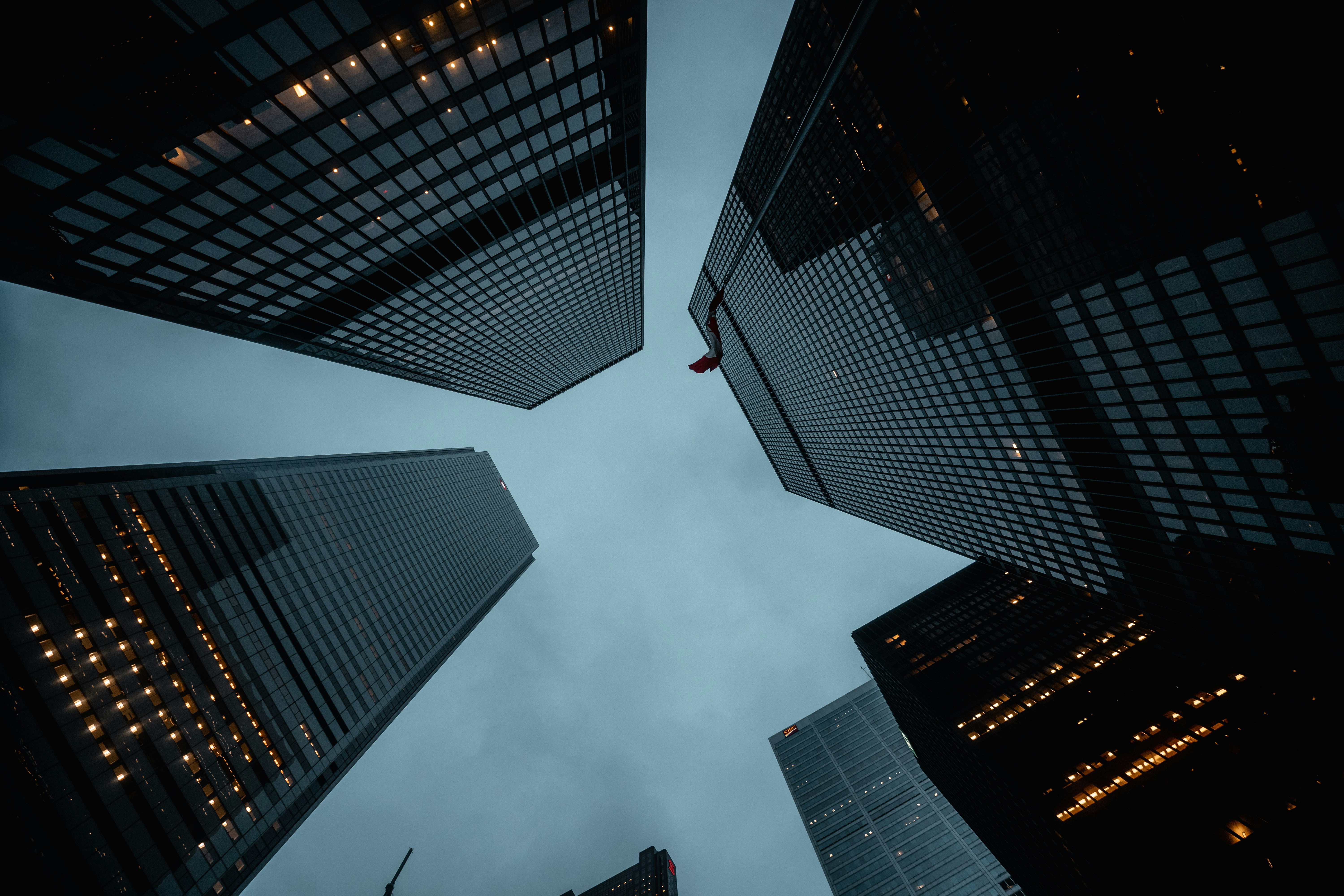 low angle photography of high rise buildings