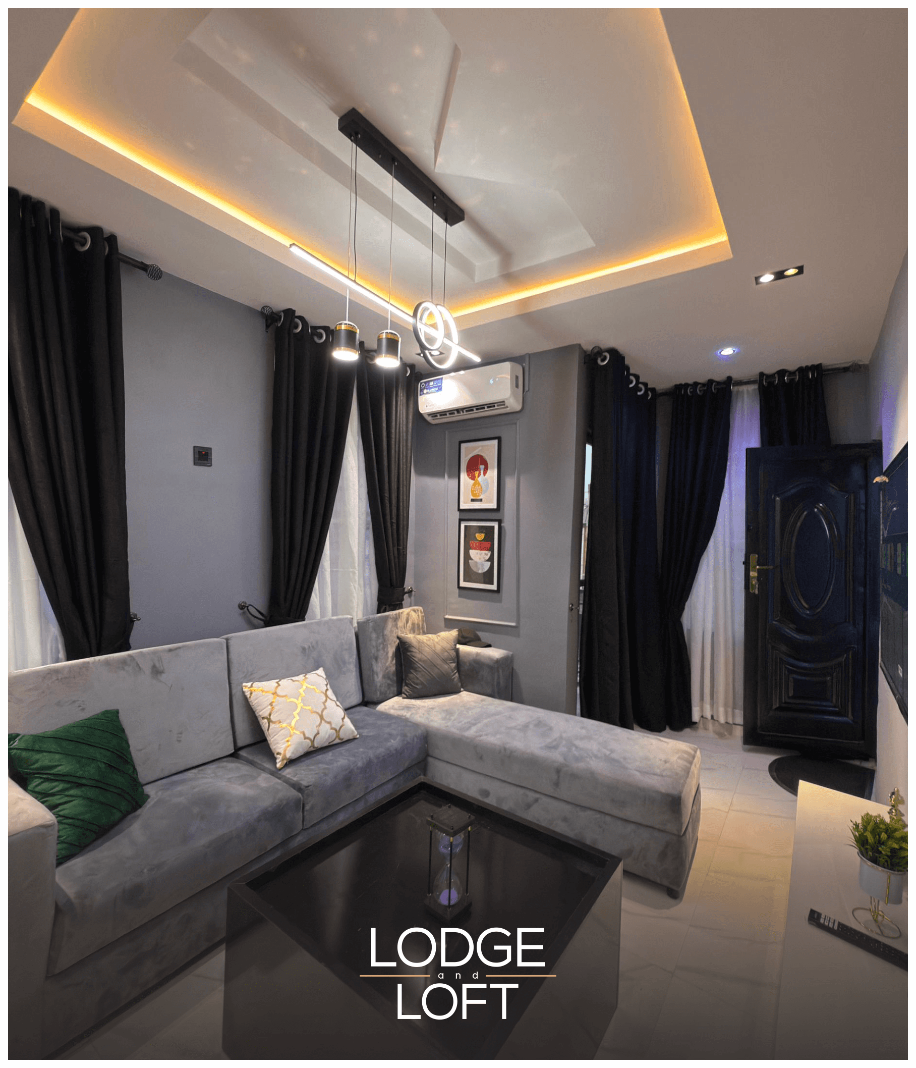 Stylish seating area at Cityview Isimi Apartment, serviced shortlet apartment in Gbagada, Lagos