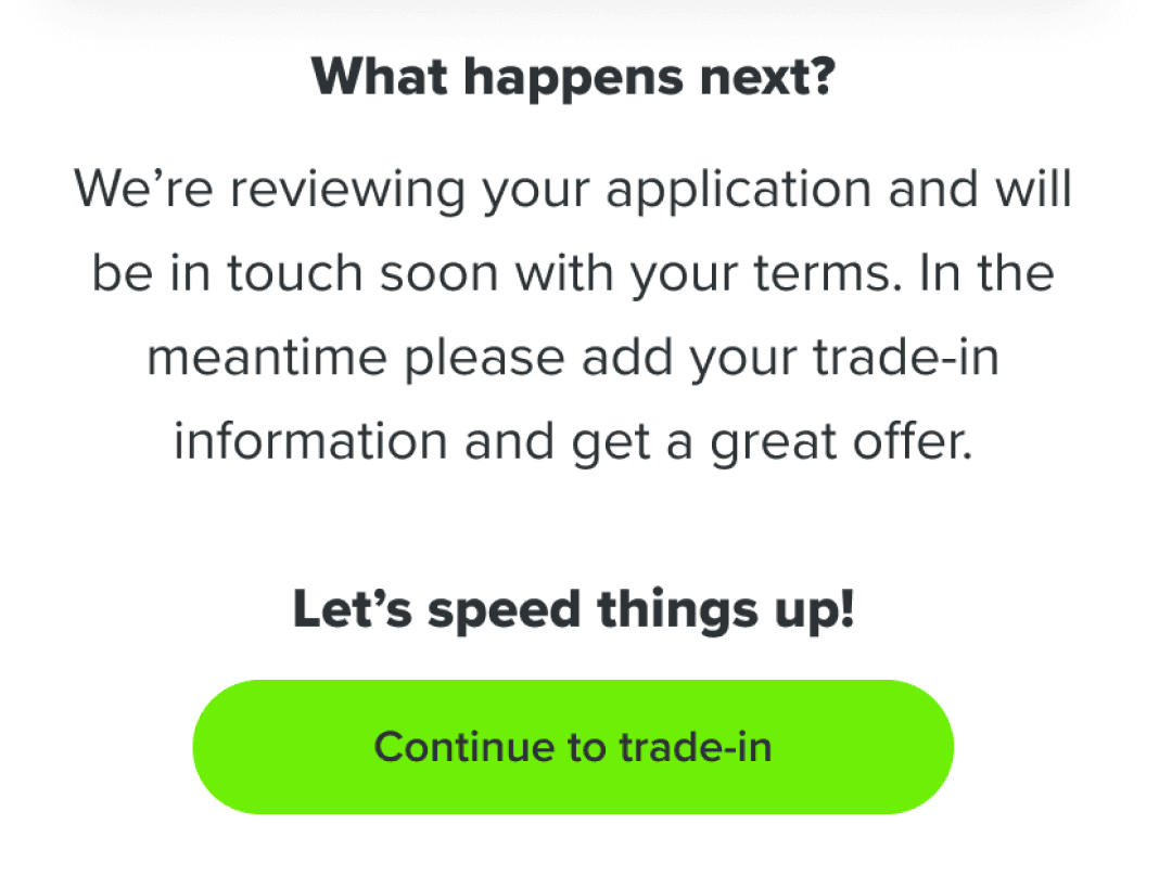 End of checkout flow - add a trade-in CTA