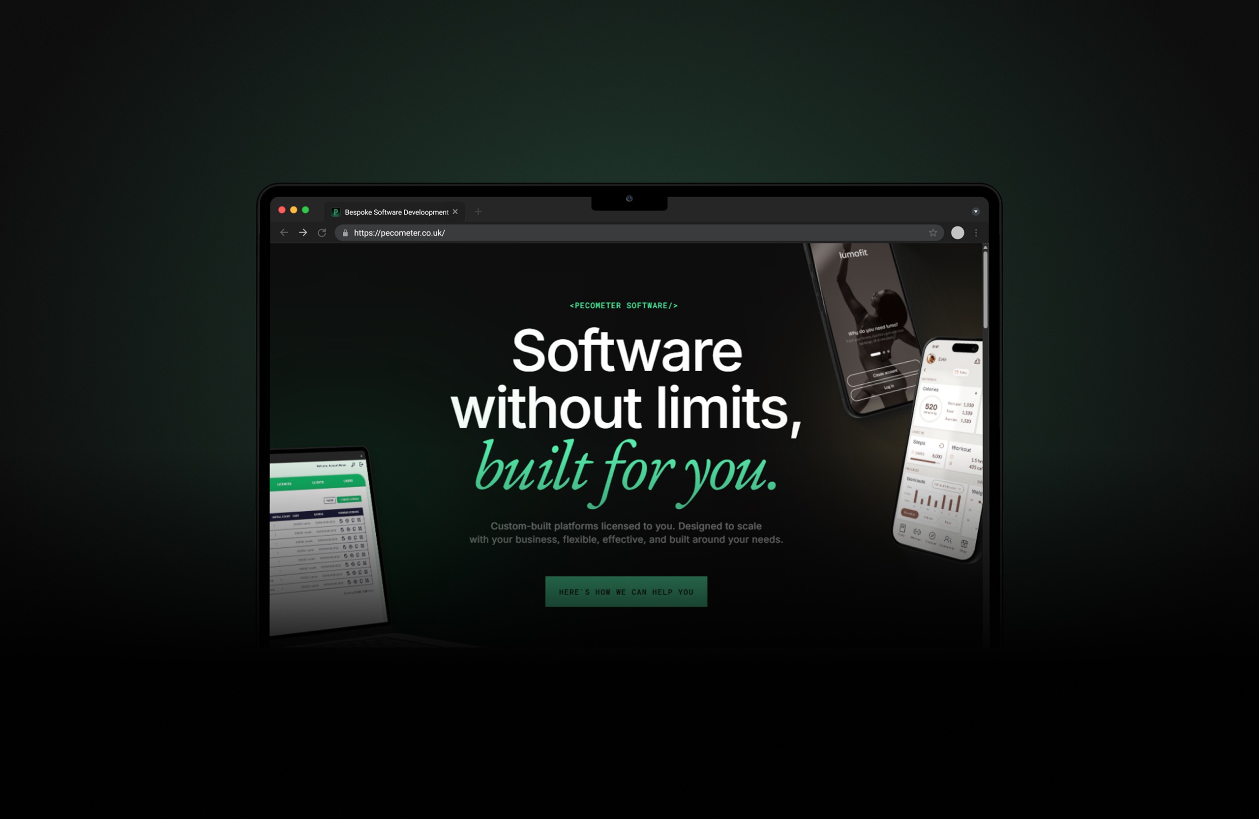 Pecometer Software UX/UI, Web and Brand Design - Pecometer website hero section design