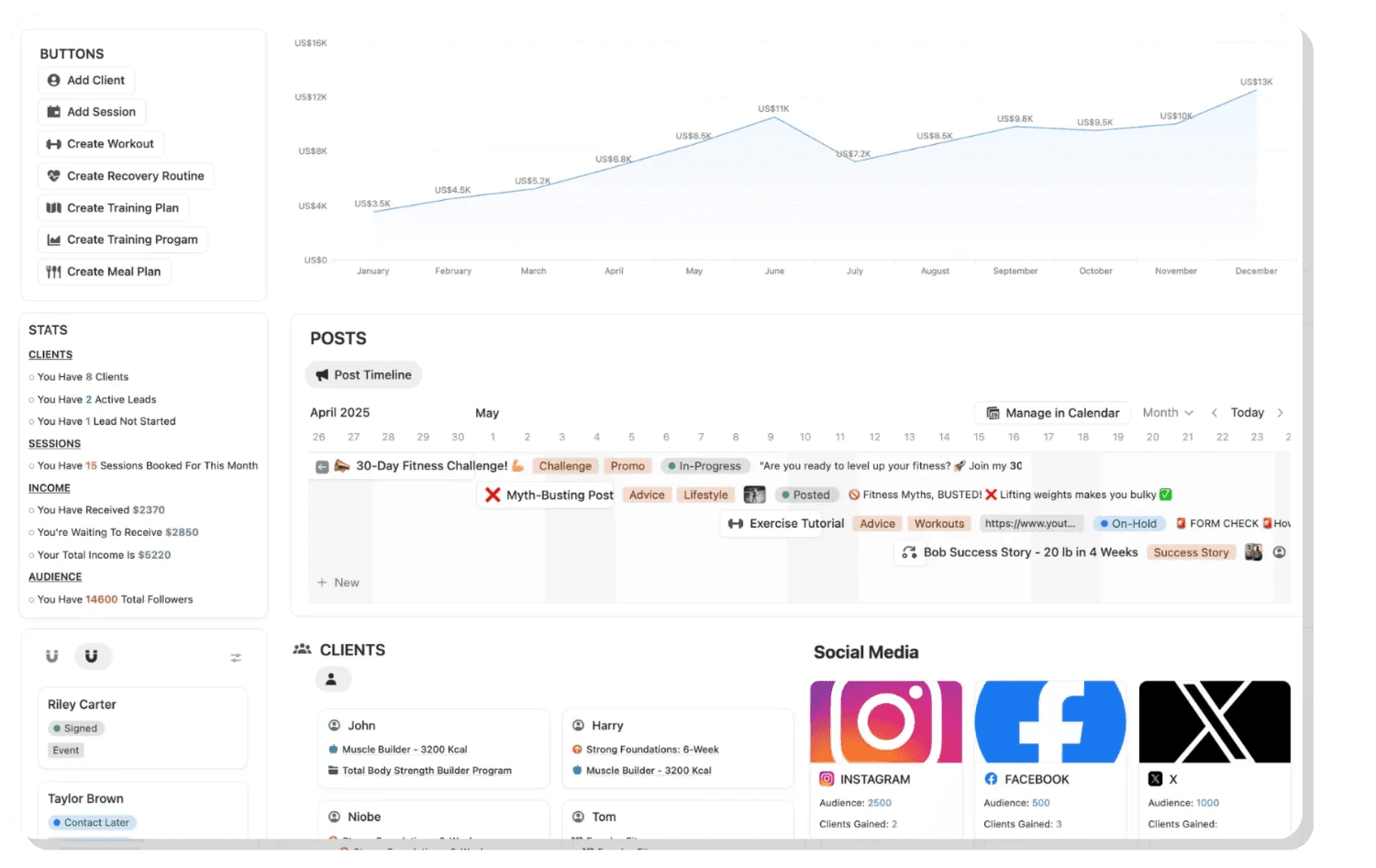 personal trainer business tracker
