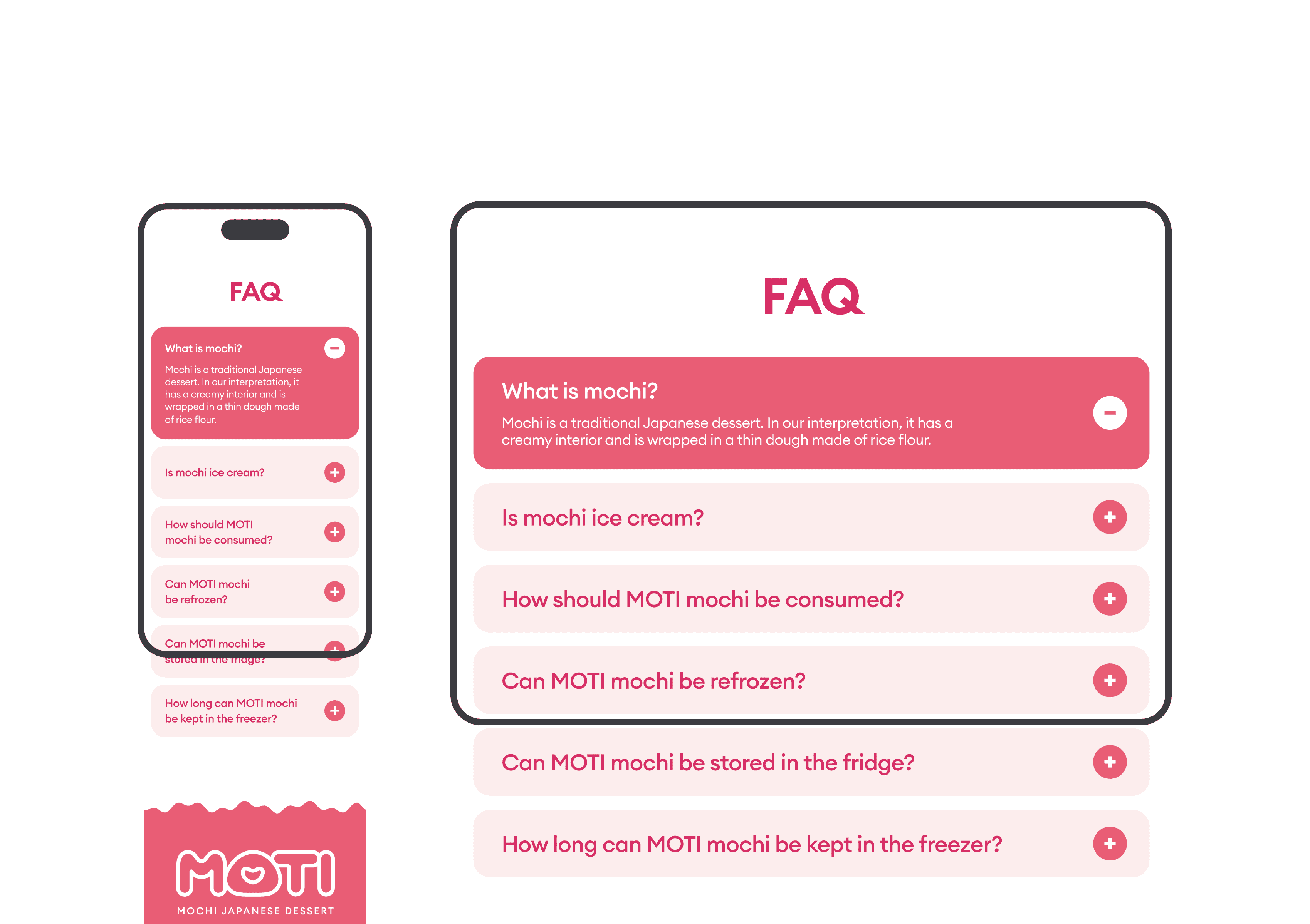 Detailed view of section from Moti website with elegant typography and structured composition.