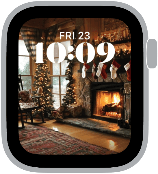 an apple watch face from the by the fireside collection