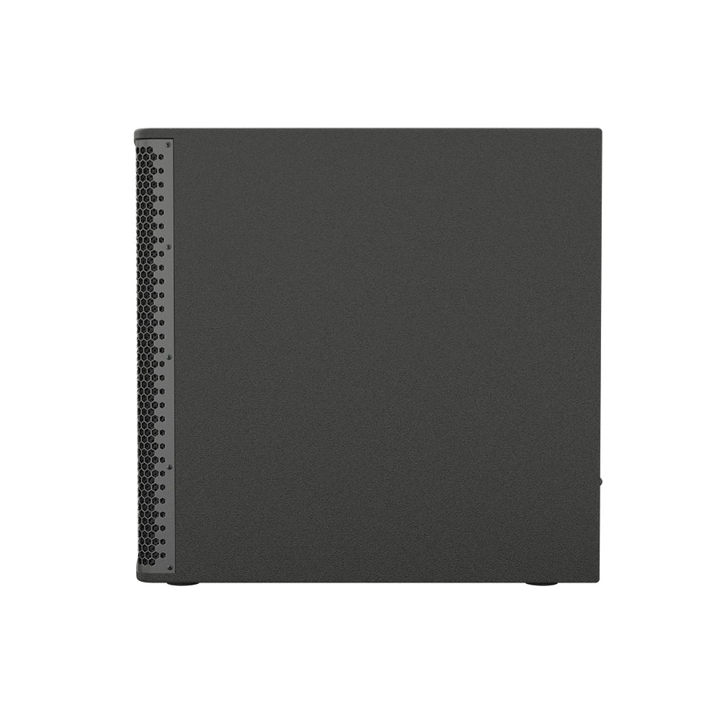 Black speaker cabinet with perforated grille
