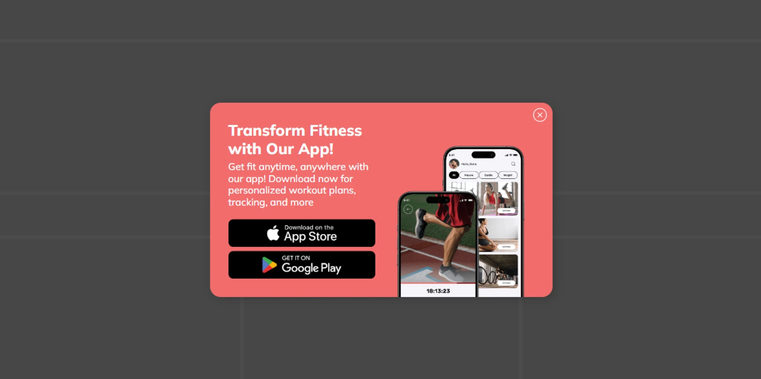 Claspo popup template that invites visitors to download an app