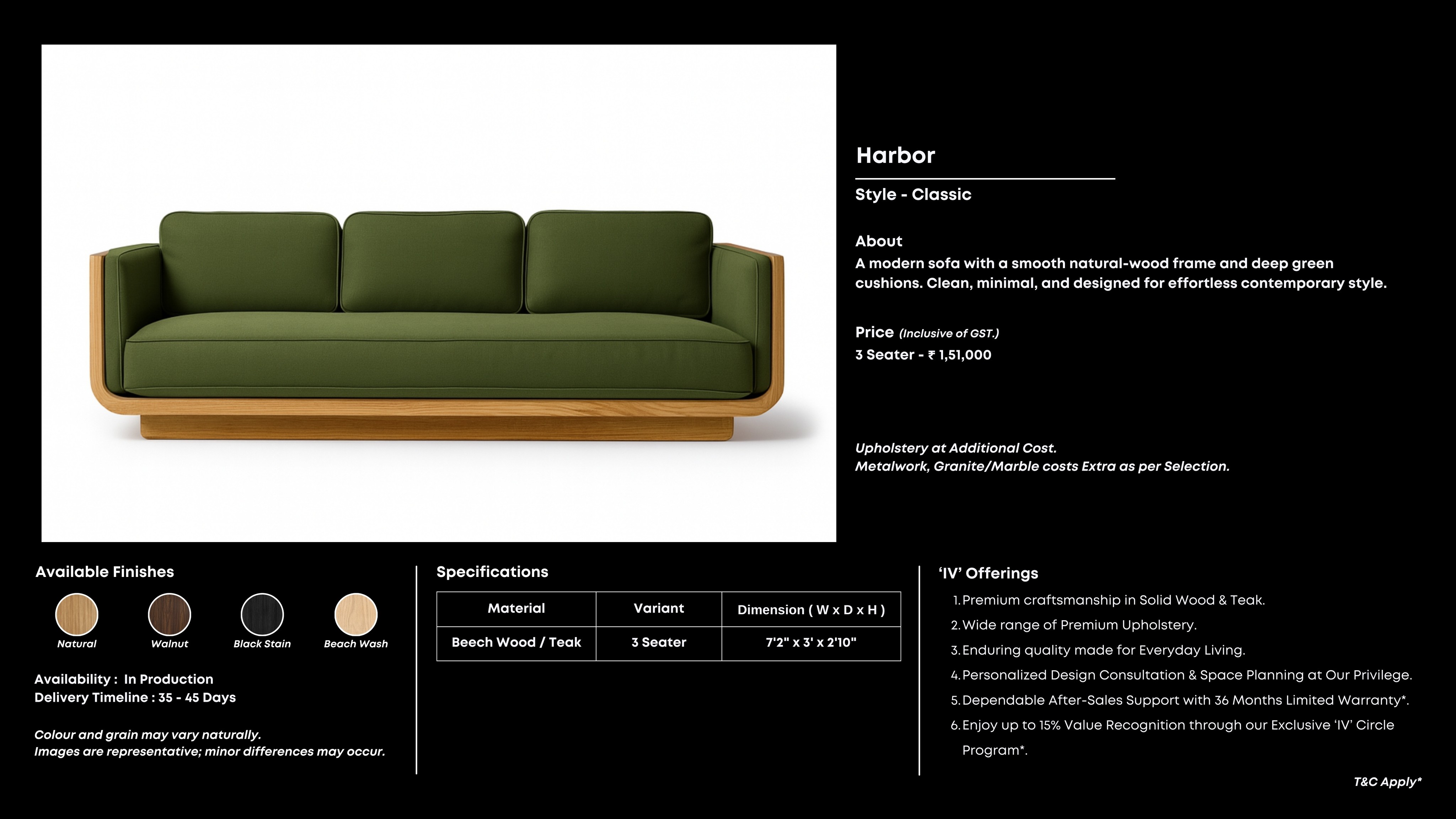 Plum velvet 3-seater with channel tufting and gold-toned legs.