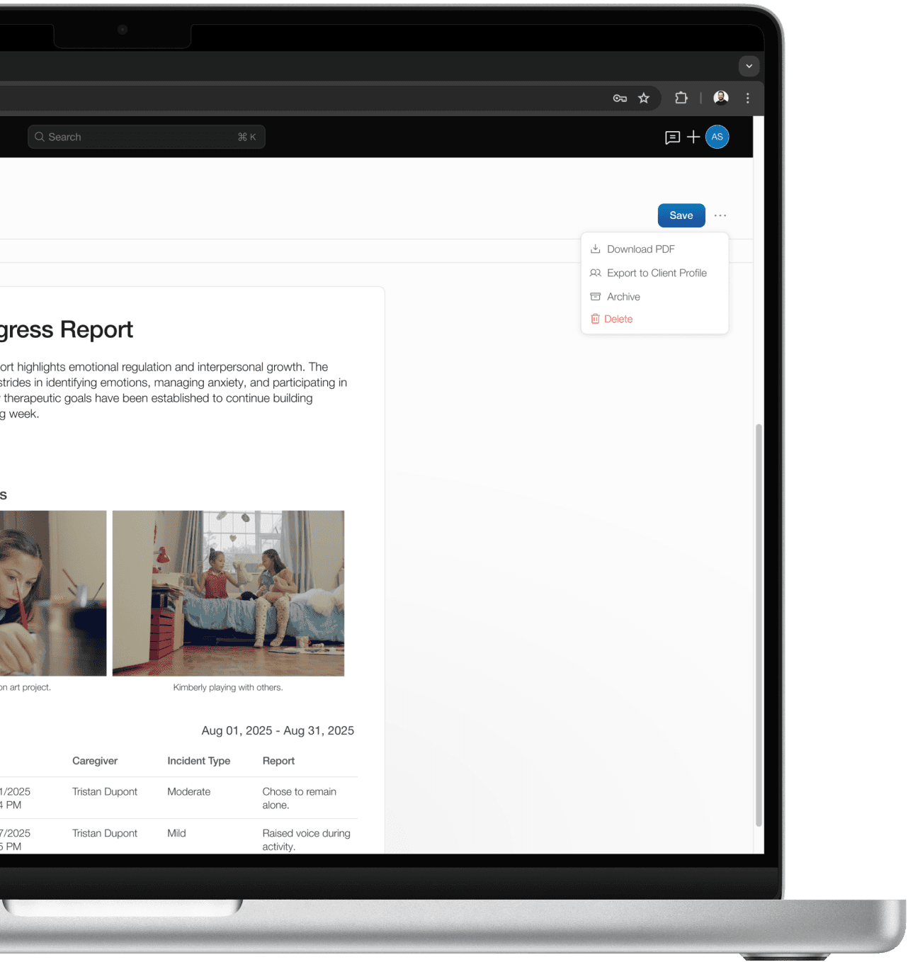 Weekly progress report.