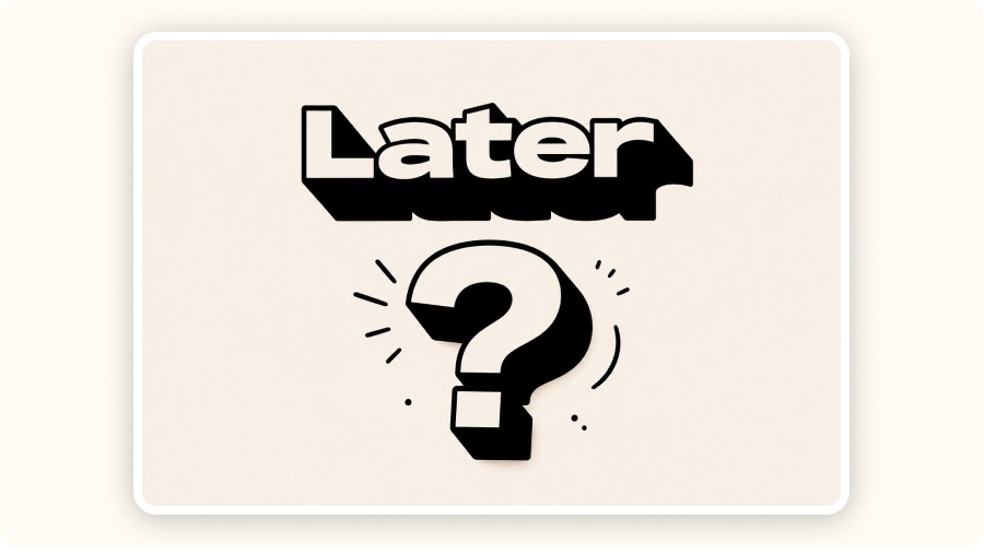 Logo Later avec point d’interrogation illustrant une question sur l’application