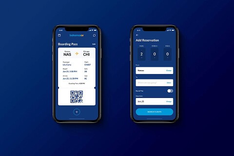 Mobile boarding pass and flight reservation interface — minimalist UX for airline travel app design.