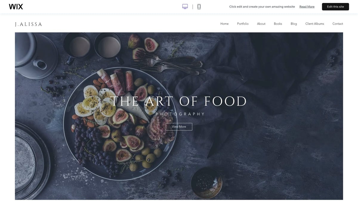 7 Stunning Portfolio Site Template Picks for 2026 - Food Photographer (Wix)