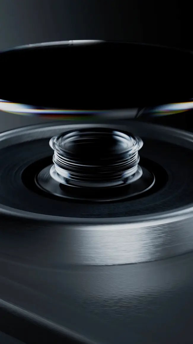 A shot of the intricate layers and internal structure of a smartphone camera lens