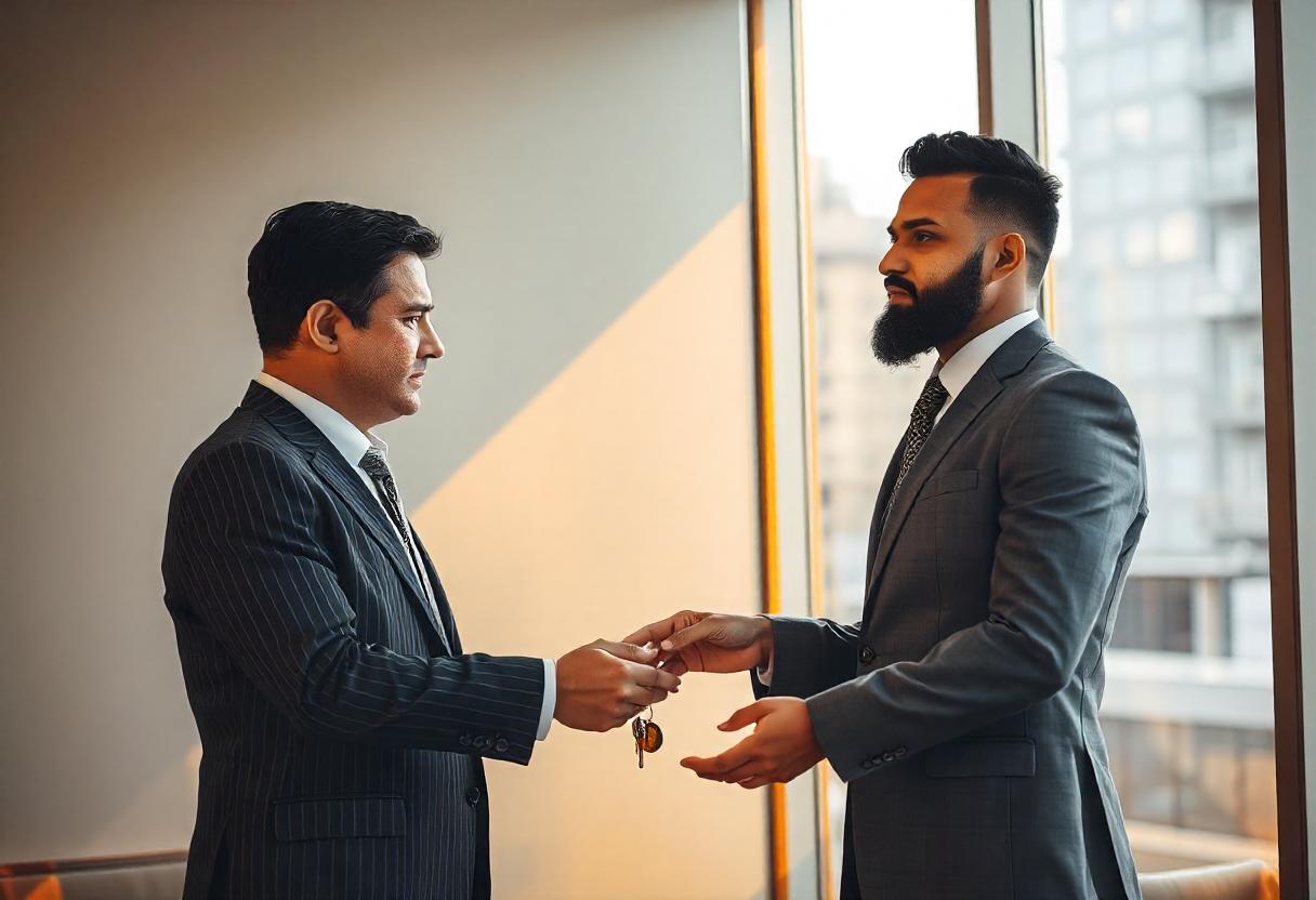 Real Esate agent shaking hands with owner