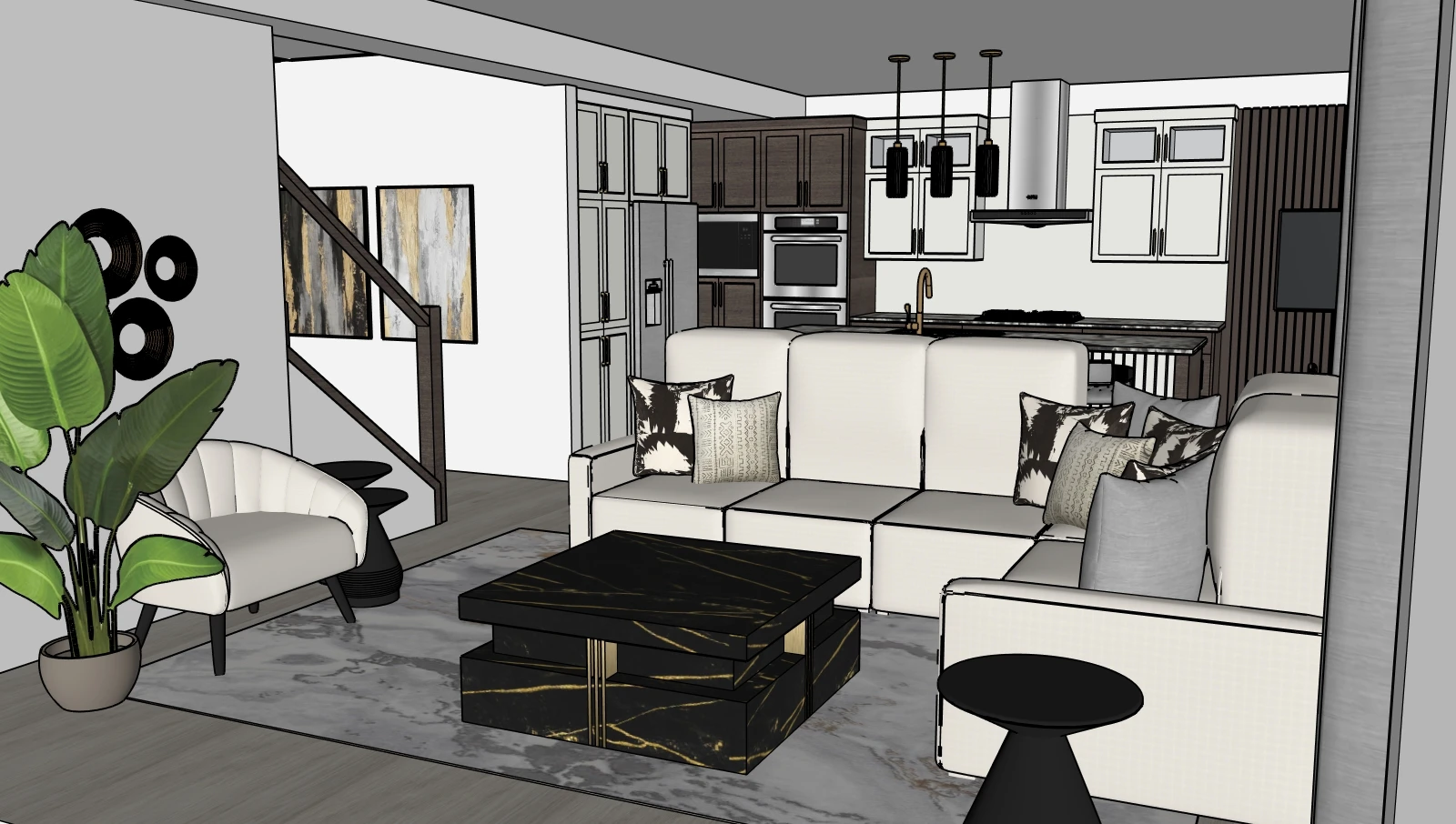 Conceptual design project featuring warm natural materials and classic collected details by Mint Interior Design.