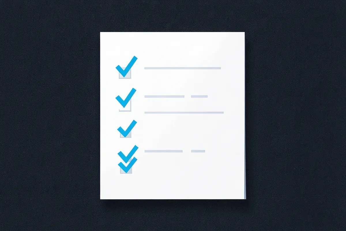 A checklist with several items ticked off, representing completed tasks