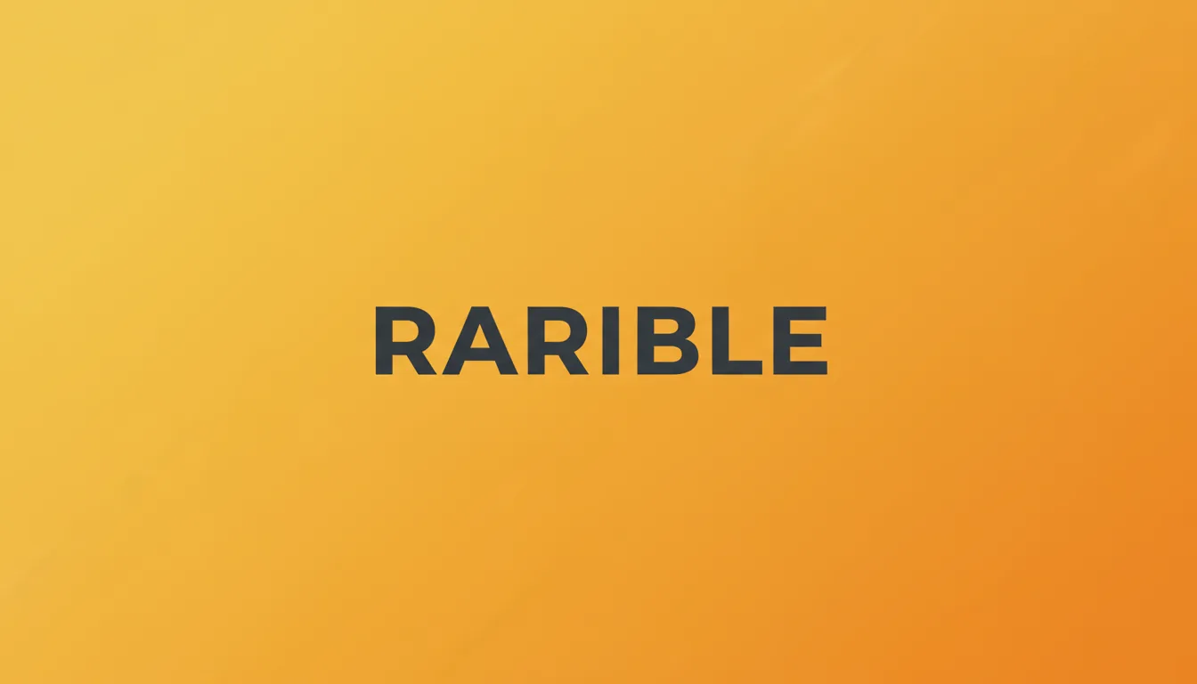 Minimalist graphic design of the Rarible brand logo, featuring the word 'RARIBLE' in a clean, uppercase, dark charcoal gray sans-serif font. The text is perfectly centered against a vibrant, smooth horizontal gradient background that transitions from a bright golden yellow to a rich orange-yellow. Modern, flat, high resolution.