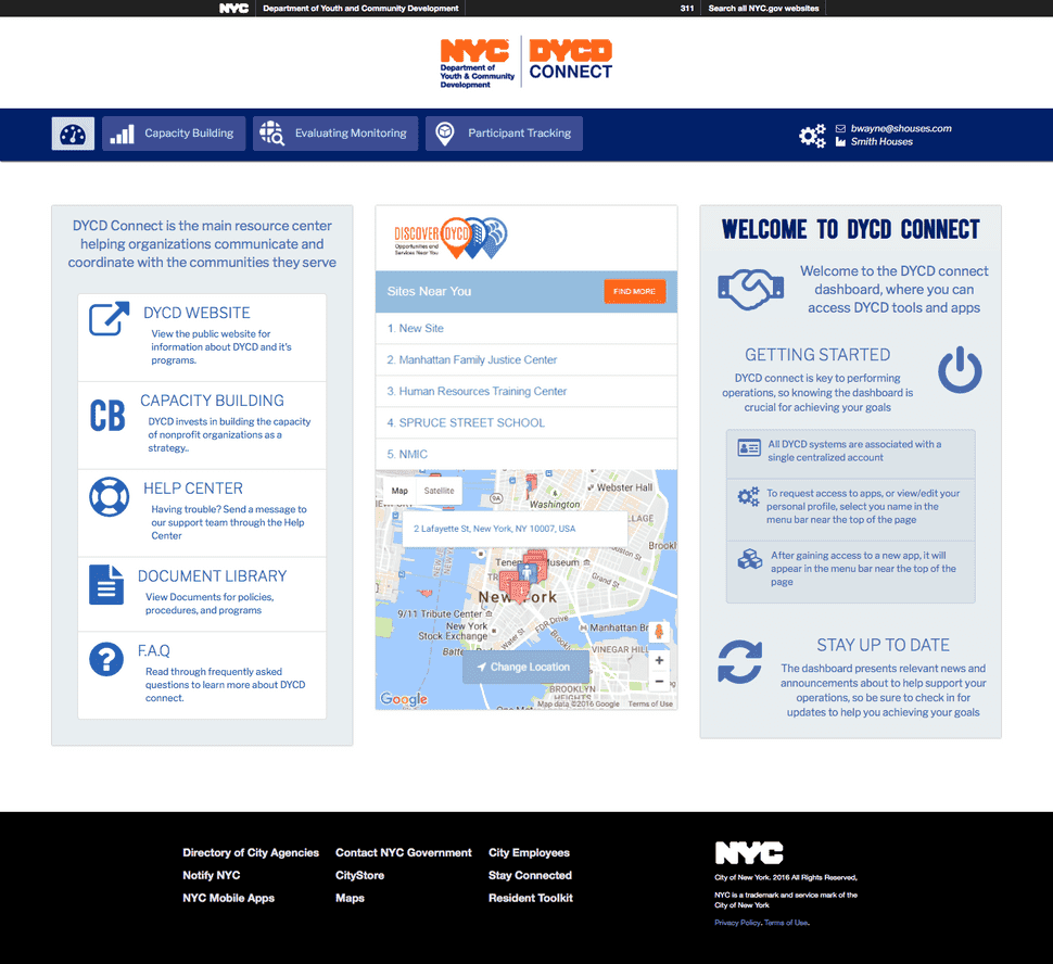 alt DYCD Authenticated Dashboard
