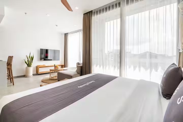 A completed 1-bedroom apartment in Canggu, located just 300 meters from the ocean