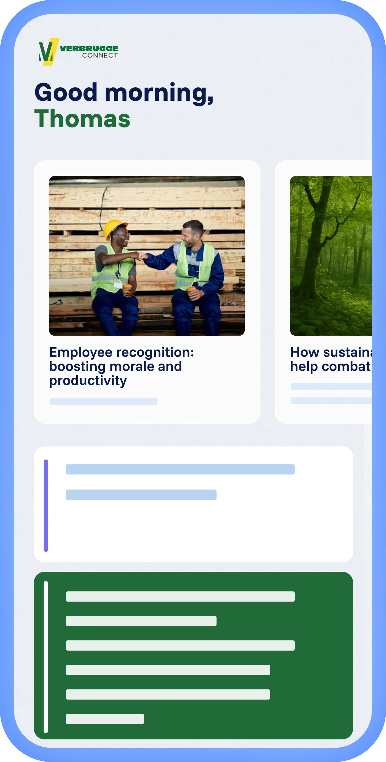 Spencer platform met lokale ervaring en eigen Mobix branding, gepersonaliseerde feed met artikelen en overzichtelijke layout