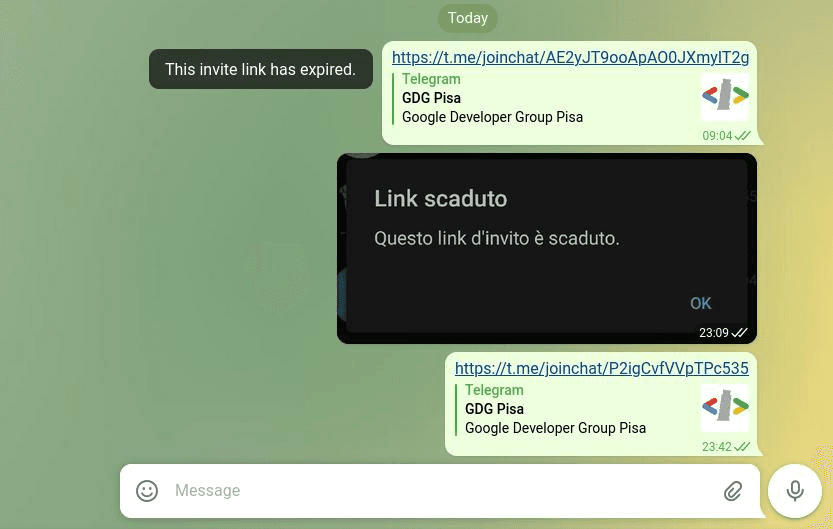 expired telegram invite