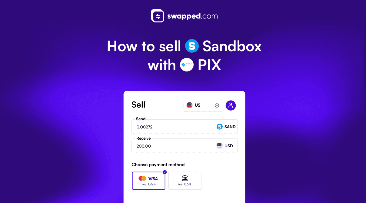 Swapped.com: How to sell Sandbox (SAND) with PIX