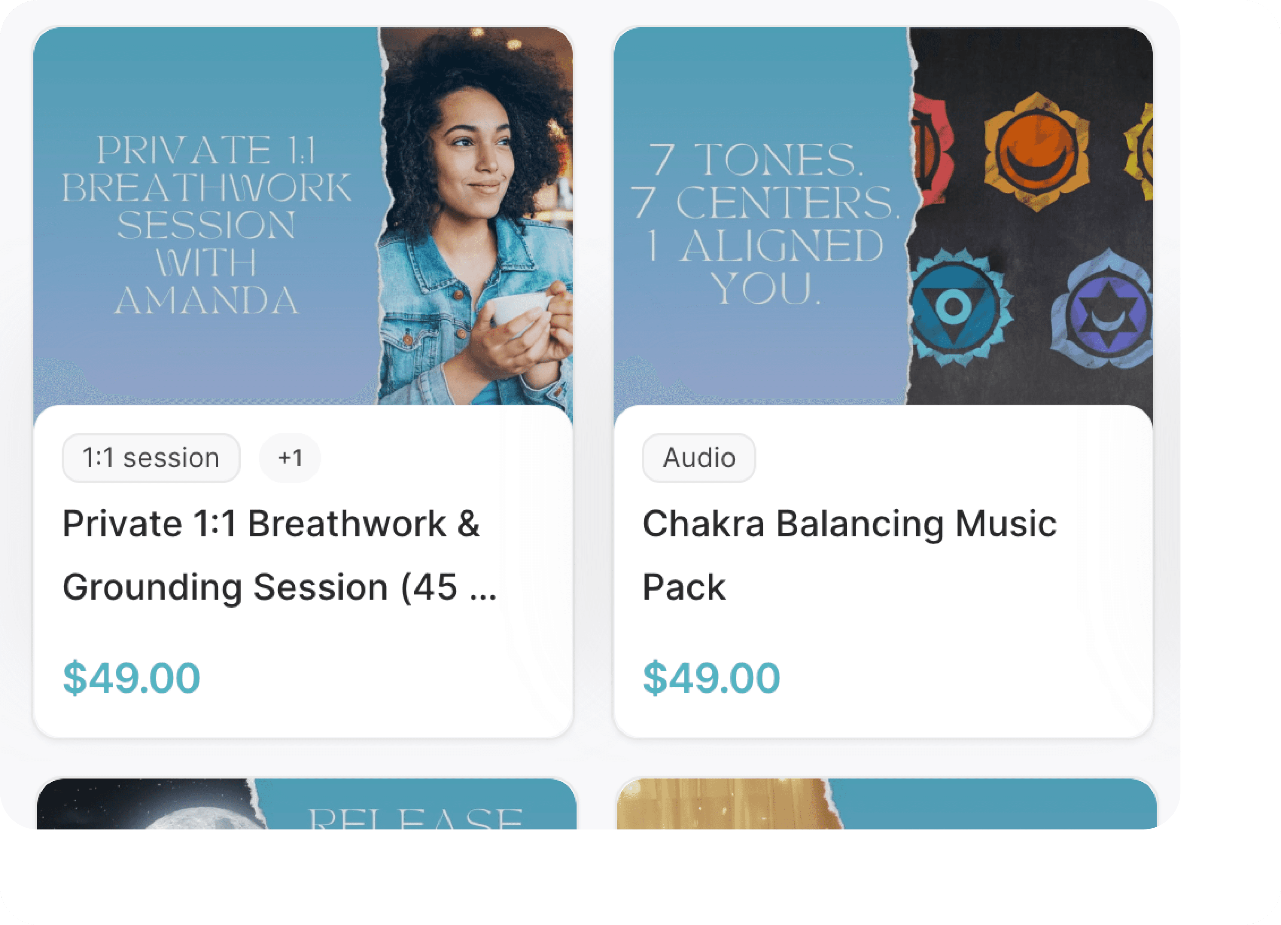 Creator community’s storefront with paid sessions and digital products to build owned audiences and generate revenue from the community.