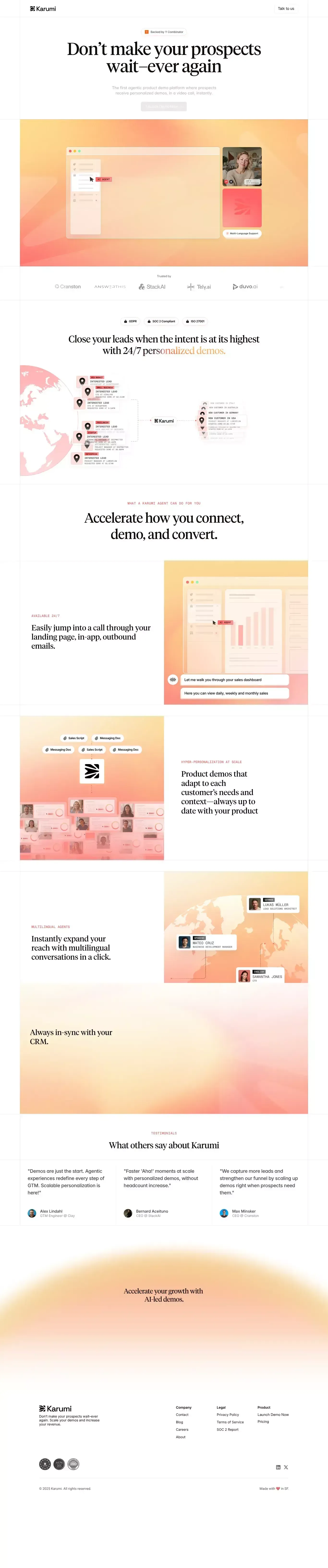 Karumi AI portfolio page screenshot showcasing Marketing and Tech design