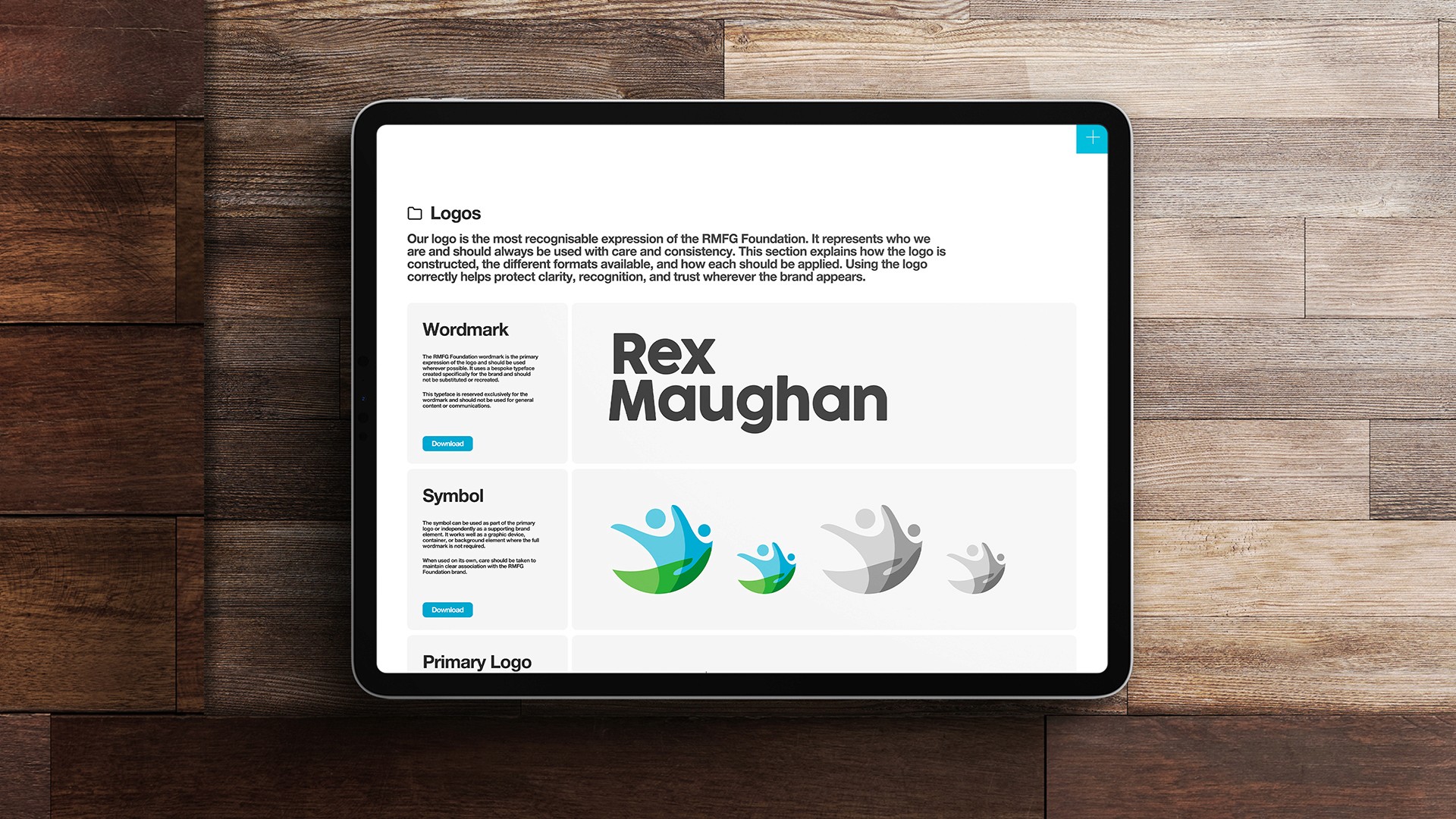 Event style guide set on an iPad on a wooden background