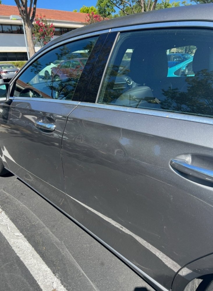 Mercedes A220 side-swipe dent and scratch repair