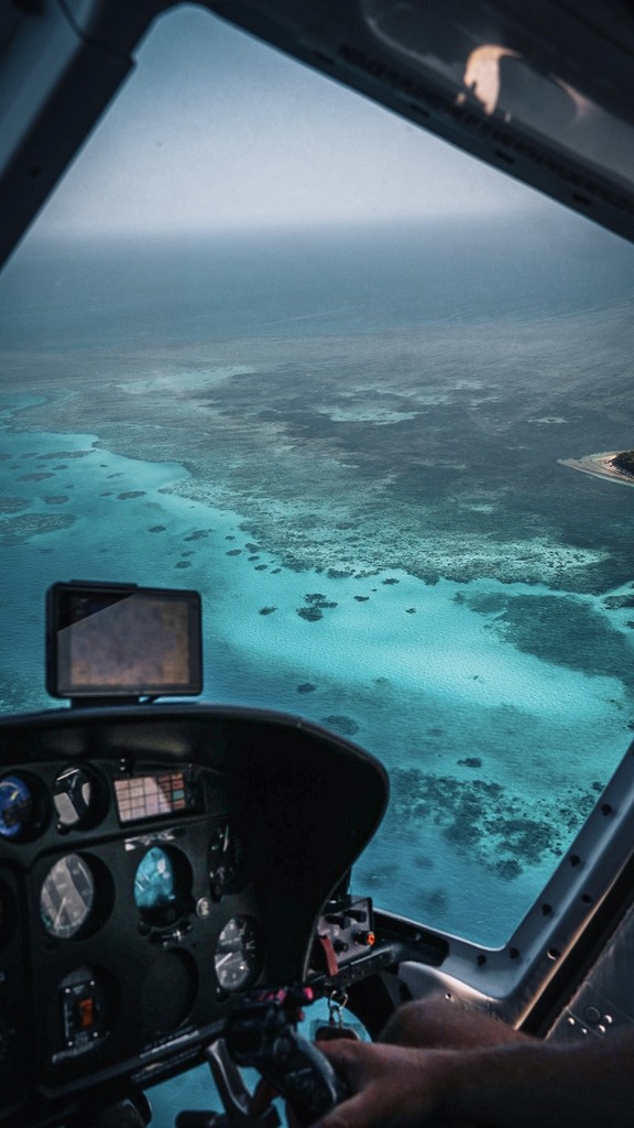 Helicopter flight over the great barrier reef