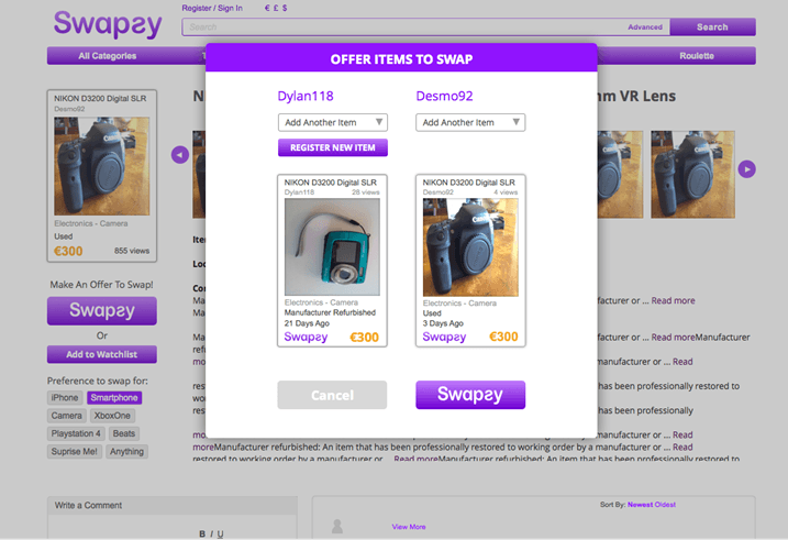 My first ever web design -Swapsy screenshot