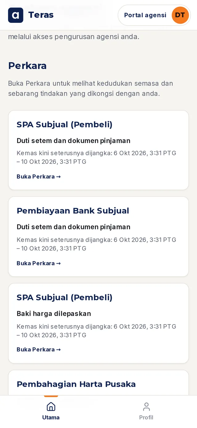 Teras Agency view (Data contoh)