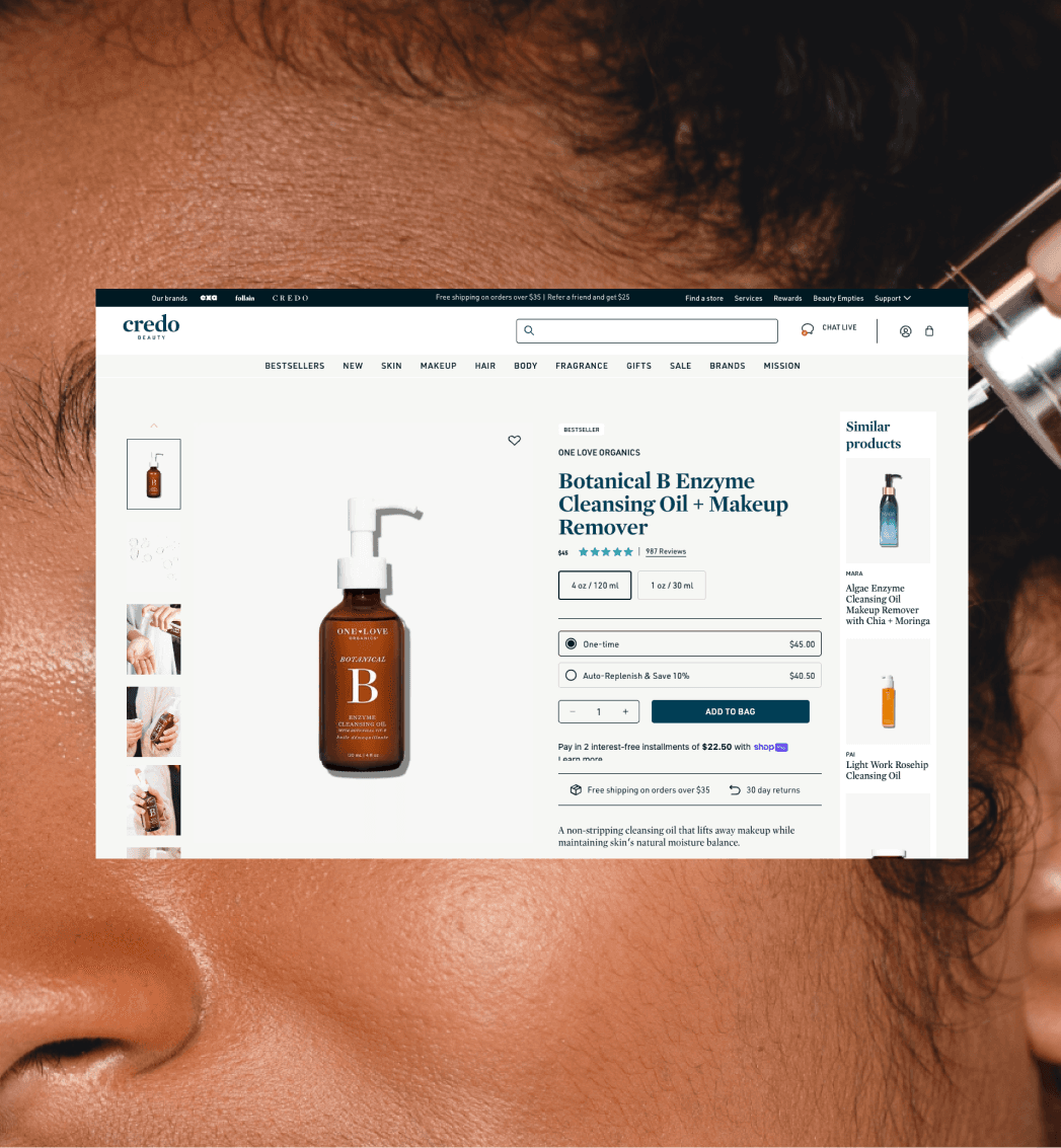 Credo Beauty Shopify product page optimized for mobile usability