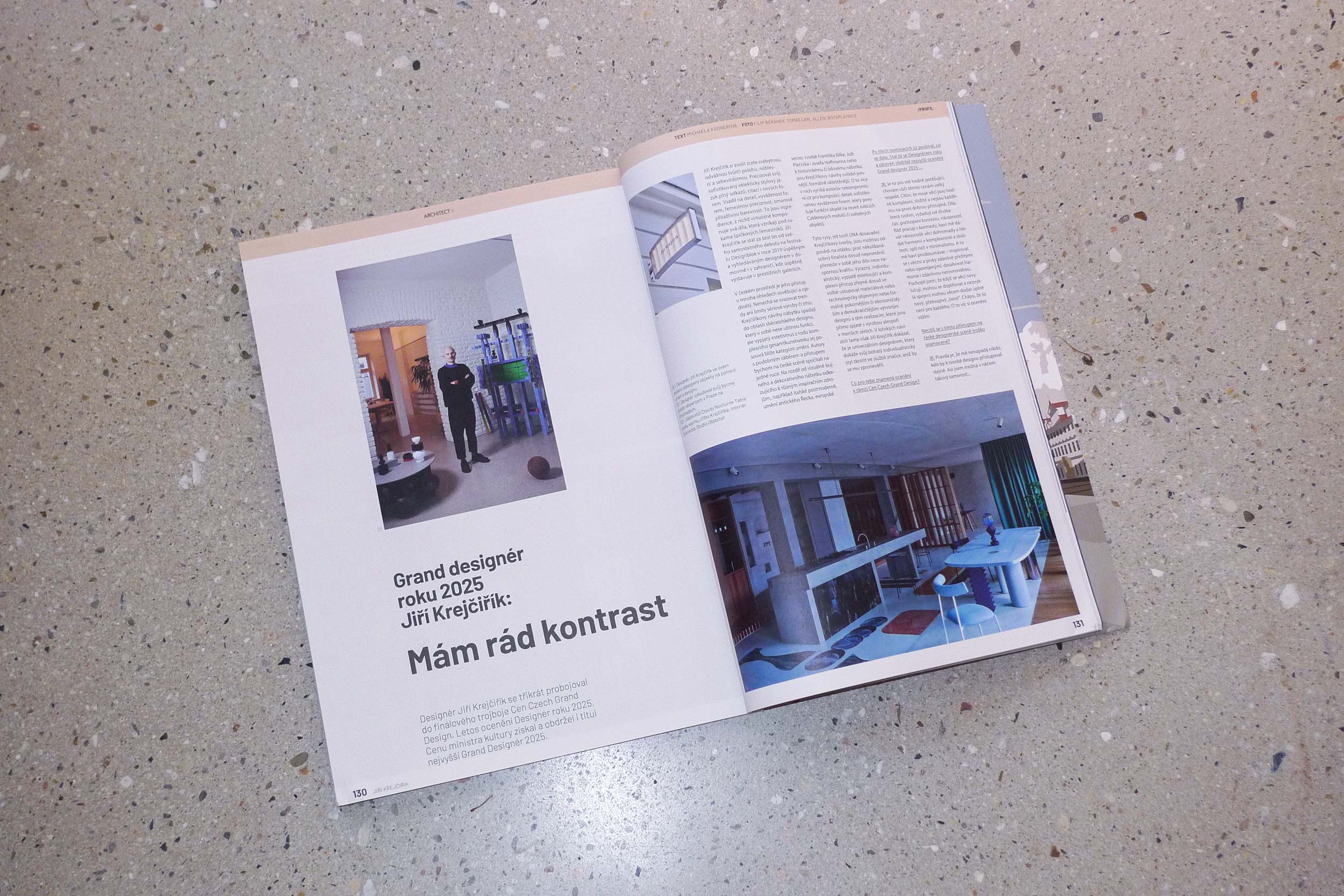 Architect magazine interview announcing winners of the 20th Czech Grand Design Awards at the Estates Theatre in Prague featuring Jiří Krejčiřík
