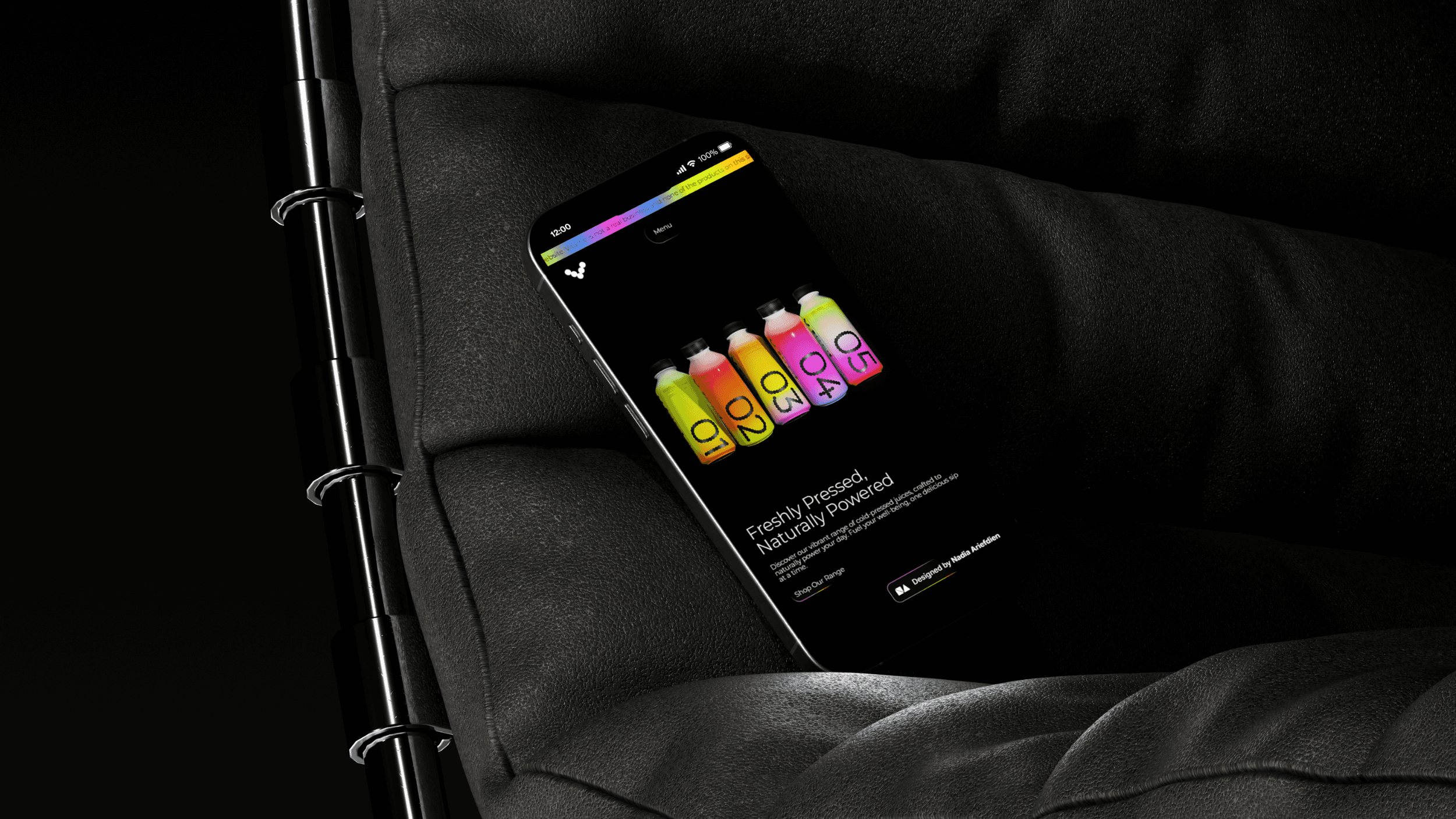 A mockup showing the home page of the Vitame website design on a mobile screen.