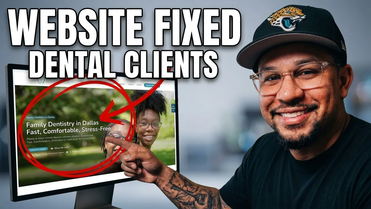 Pointing at dental website