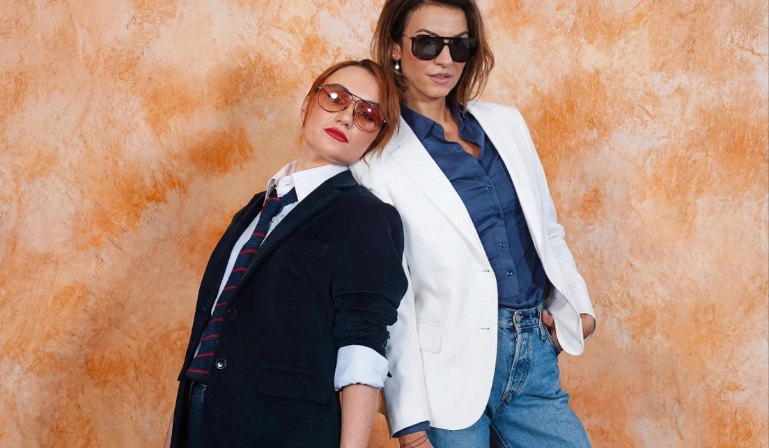 Client wearing an inclusive tailored suit designed for all gender expressions