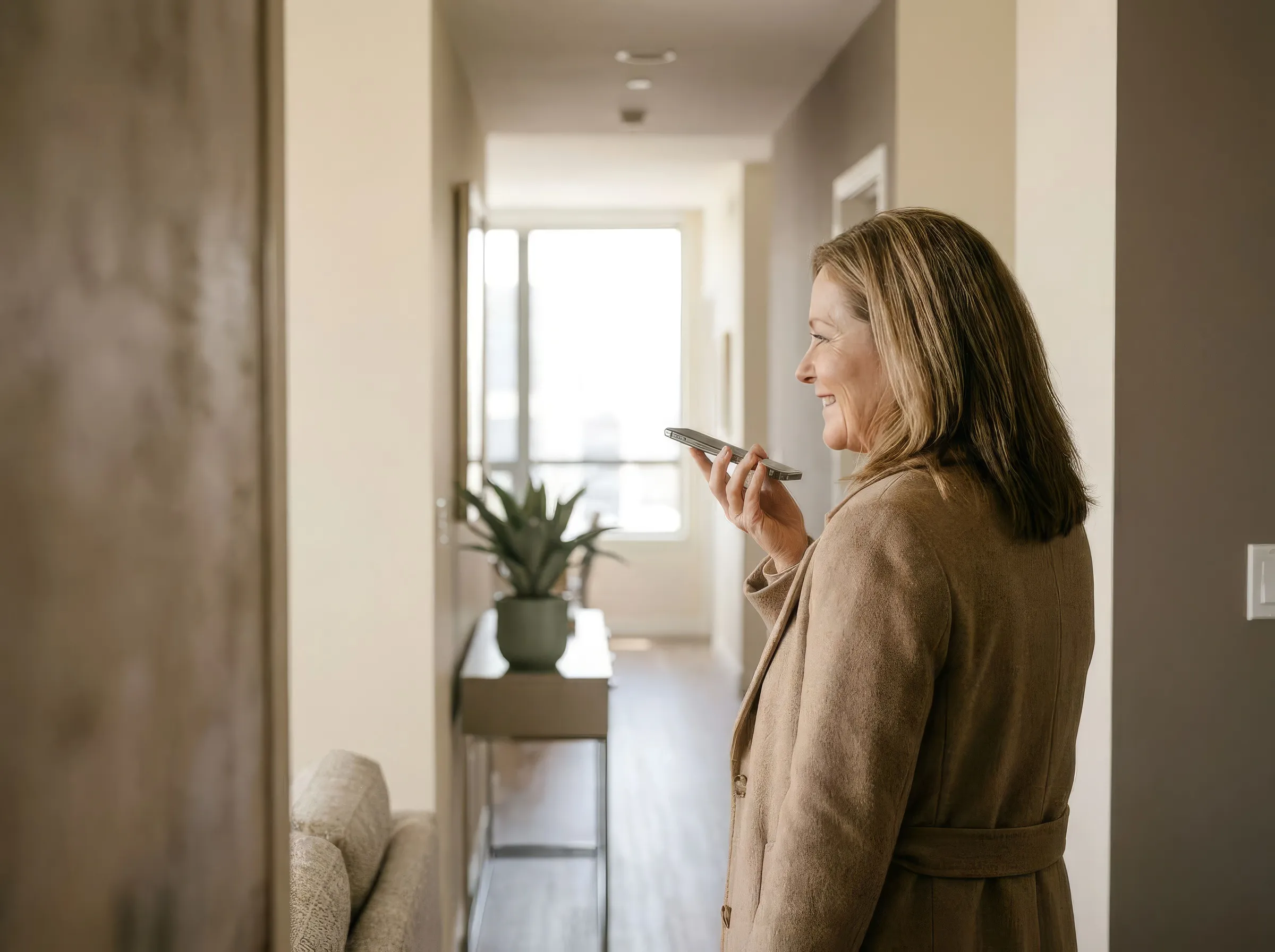 woman calling her doctor on her phone about her new medication.