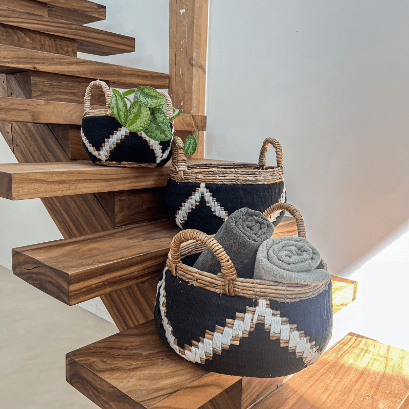 Panier Hidam en fibre de banane naturelle et macramé